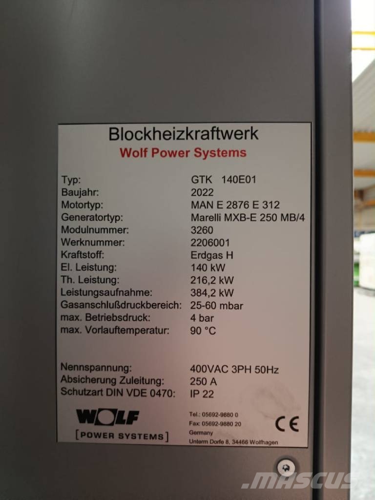 Wolf GTK 140E01 Gas generatoren