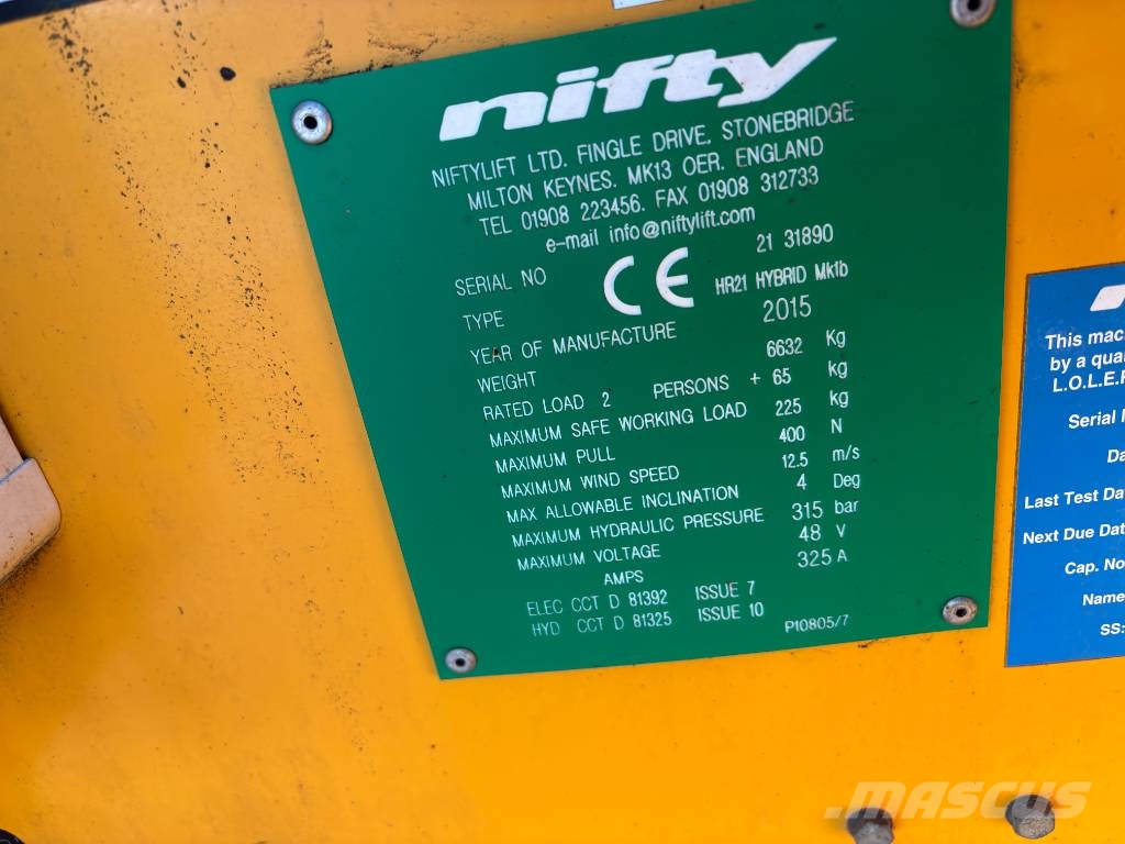 Niftylift HR 21 HYBRID 4x4 knikarmhoogwerker 21m nifty Knikarmhoogwerkers