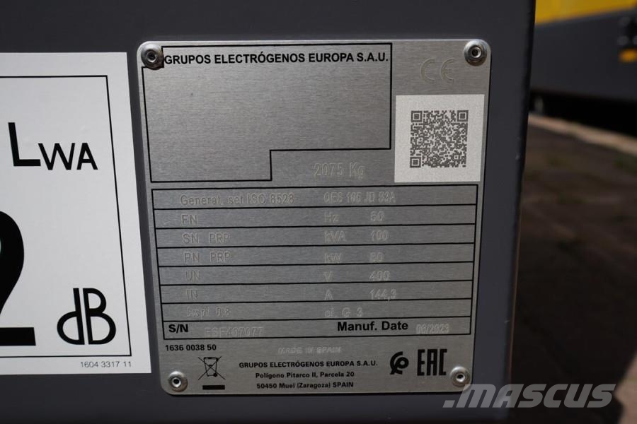 Atlas Copco QES 105 JD S3A ESF Valid inspection, Diesel, 105 k Дизельні генератори