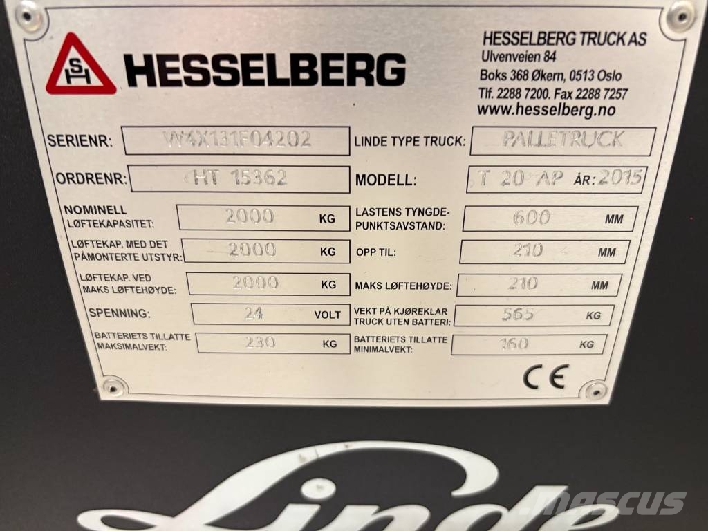 Linde T 20 AP رافعة منخفضة المستوى ذات منصة