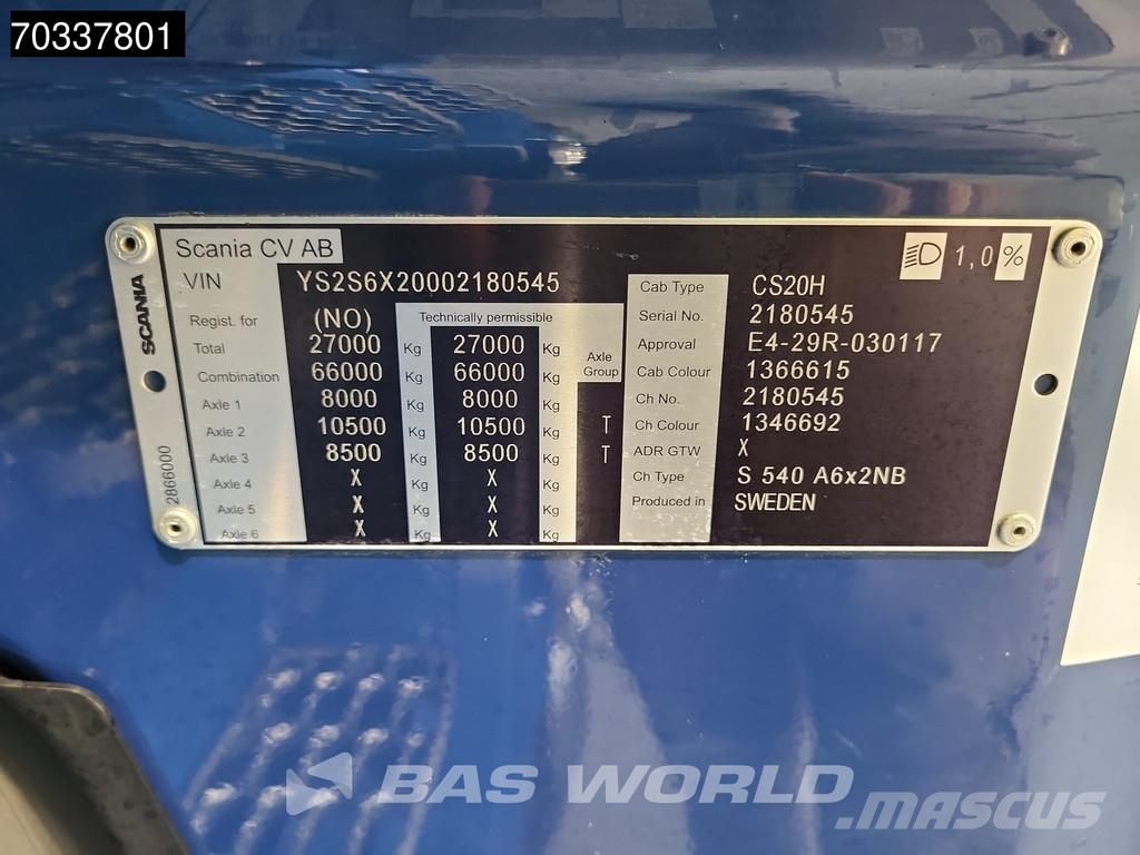 Scania S540 S 6X2 Retarder Full-Air Liftachse Navi ACC Sadulveokid