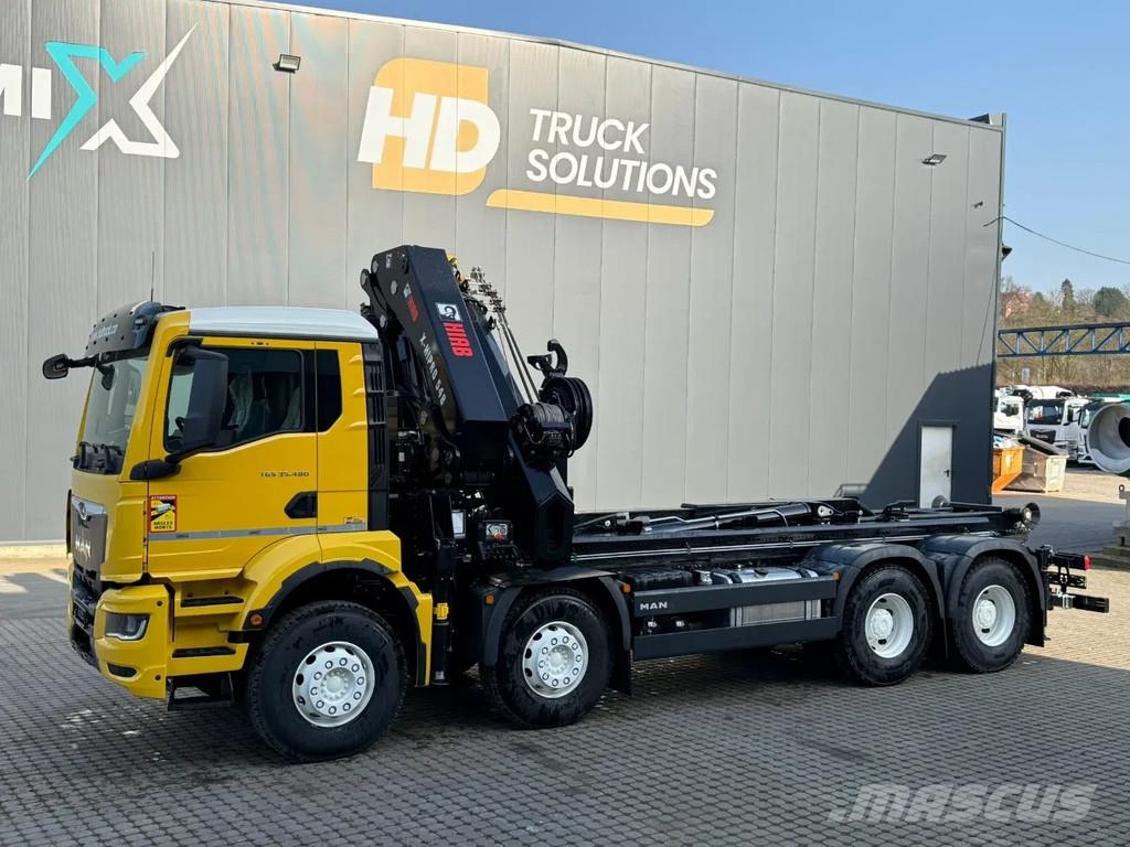 MAN TGS 35.520 TGS 35.520 8x4 Abrollkipper + Kran HIAB Hook lift trucks