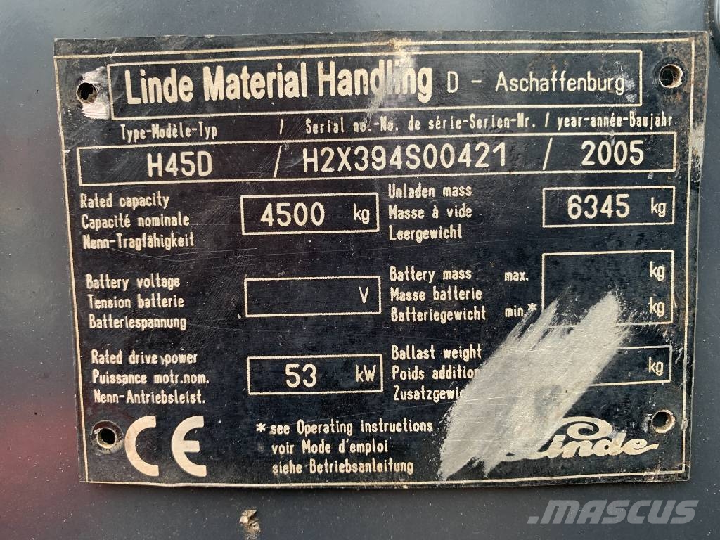 Linde H45D V-2928 OB Diesel forklifts