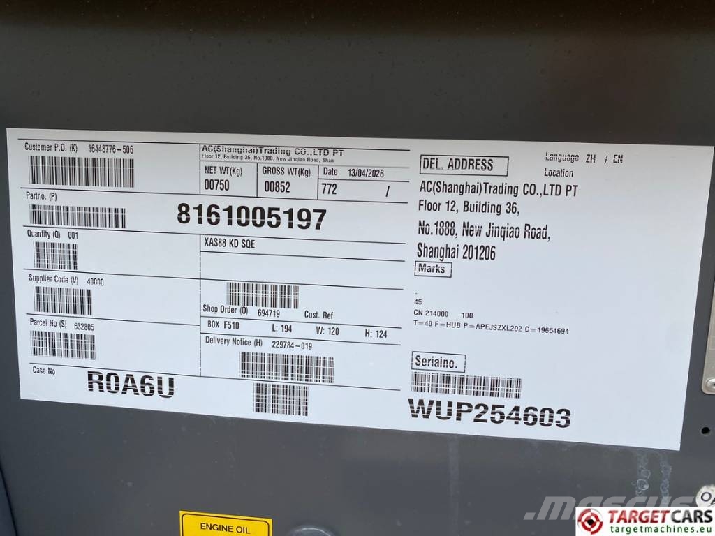 Atlas Copco XAS88 Air Compressor 7Bar 5000L/M NEW UNUSED Kompresori