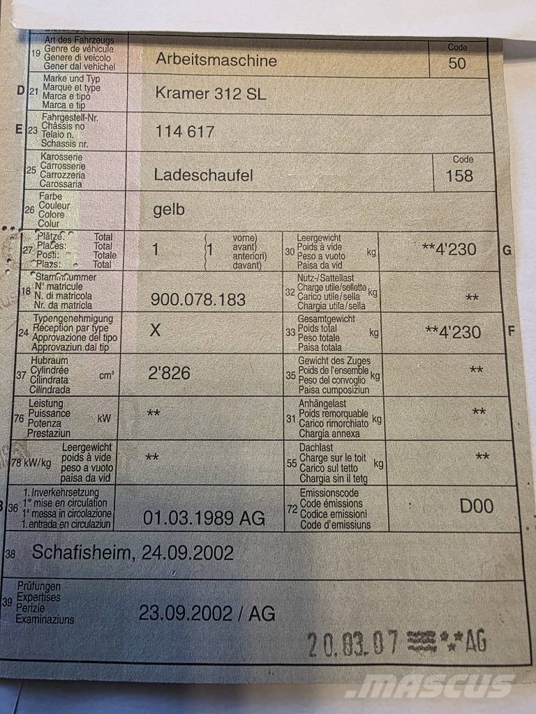 Kramer 312SL لوادر بعجل