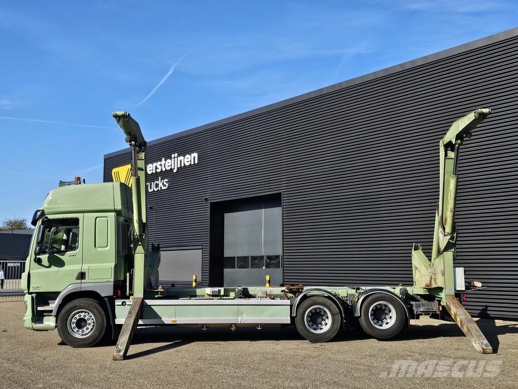 DAF CF 440 6x2 SIDE LOADER / 20 ft container Vlakke laadvloer met kraan