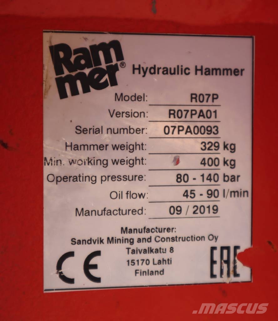 Rammer R07P Martillos hidráulicos