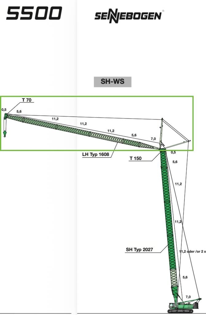 Sennebogen 5500 luffing jib Γερανοί με ερπύστριες