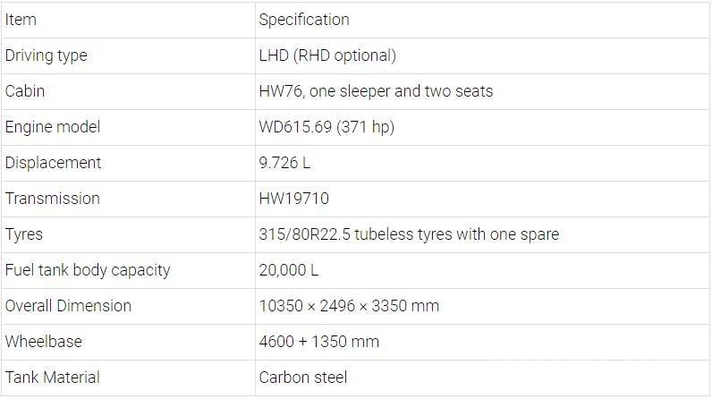 Howo 8x4 Fuel Tank Truck Tankbilar