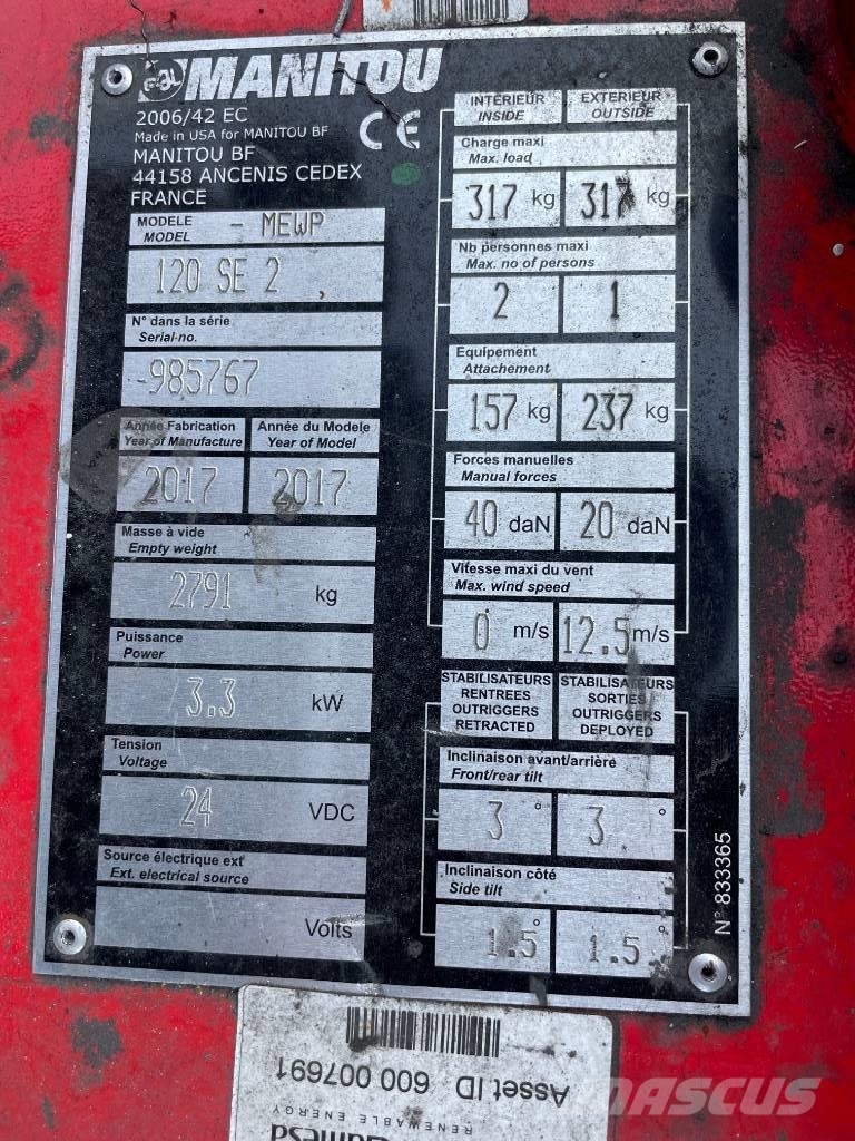 Manitou Scherenbühne 120 SE Schaarhoogwerkers