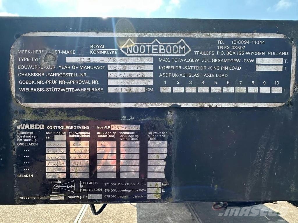 Nooteboom OBL 78 - 6 AXLES - 4 AXLE FORCED STEERING Semirremolques de plataformas planas/laterales abatibles
