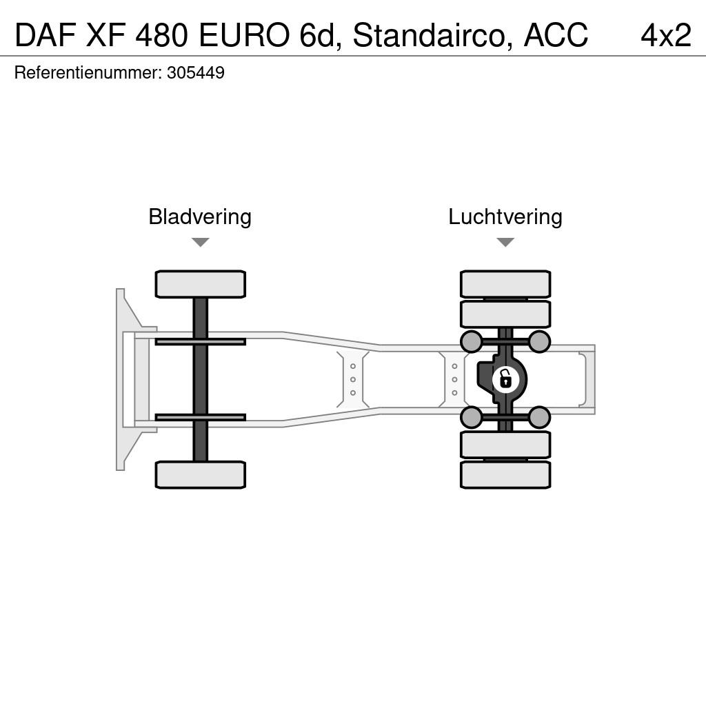 DAF XF 480 EURO 6d, Standairco, ACC 트랙터 유닛