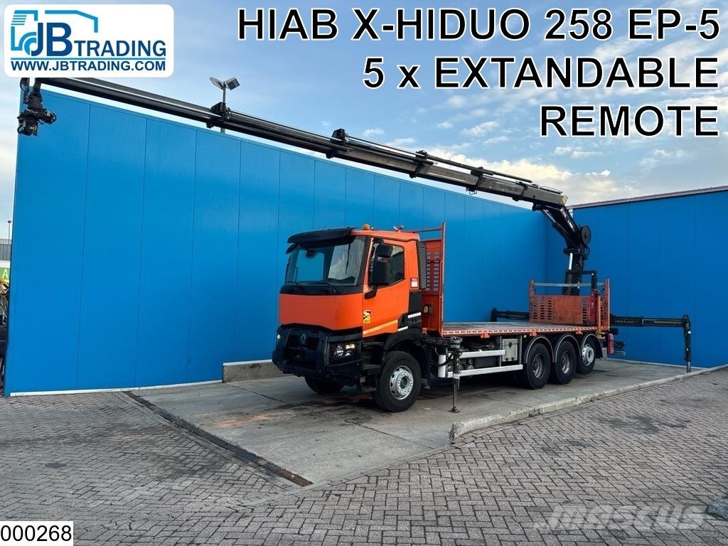 Renault C 430 8x4, EURO 6, Hiab Lastbil med lad/Flatbed