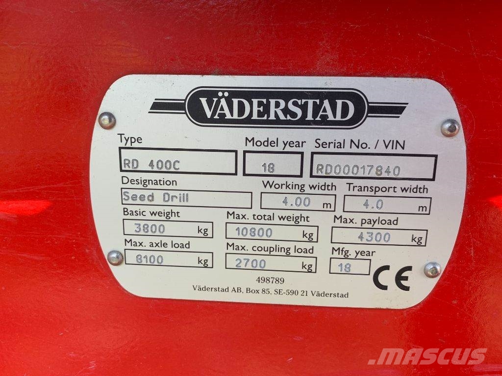Väderstad Rapid RD 400C مثاقيب مدمجة