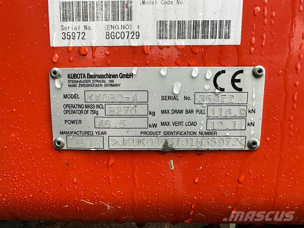Kubota KX 080-4 ENGCON حفارات صغيرة أقل من 7 طن (حفارات صغيرة)