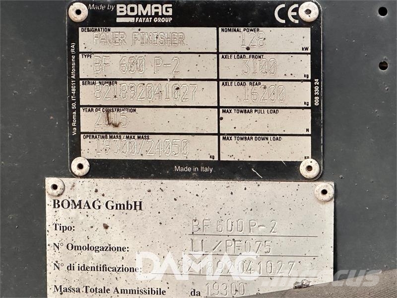 Bomag BF600 P-2 Asfalta klājēji