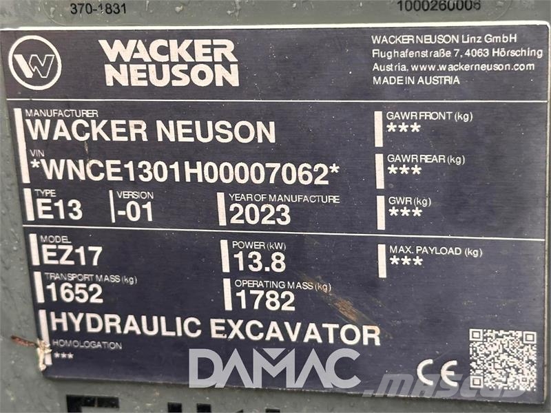 Wacker Neuson EZ17 Mini ekskavatori < 7 t