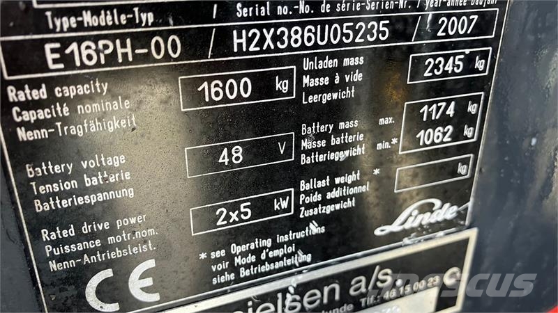 Linde E16 PH-00 Linde E16 PH-00 1600kg El Chariots diesel