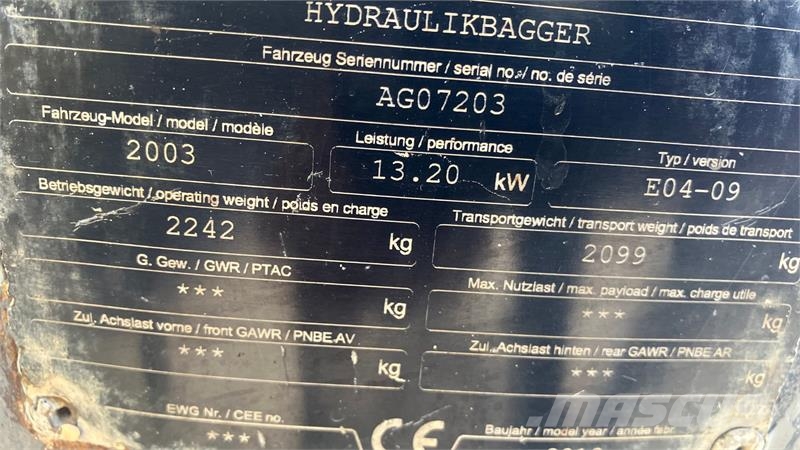 Wacker Neuson 2003 -2 VDS wacker Neuson 2003 -2 VDS Εκσκαφάκι (διαβολάκι) < 7t