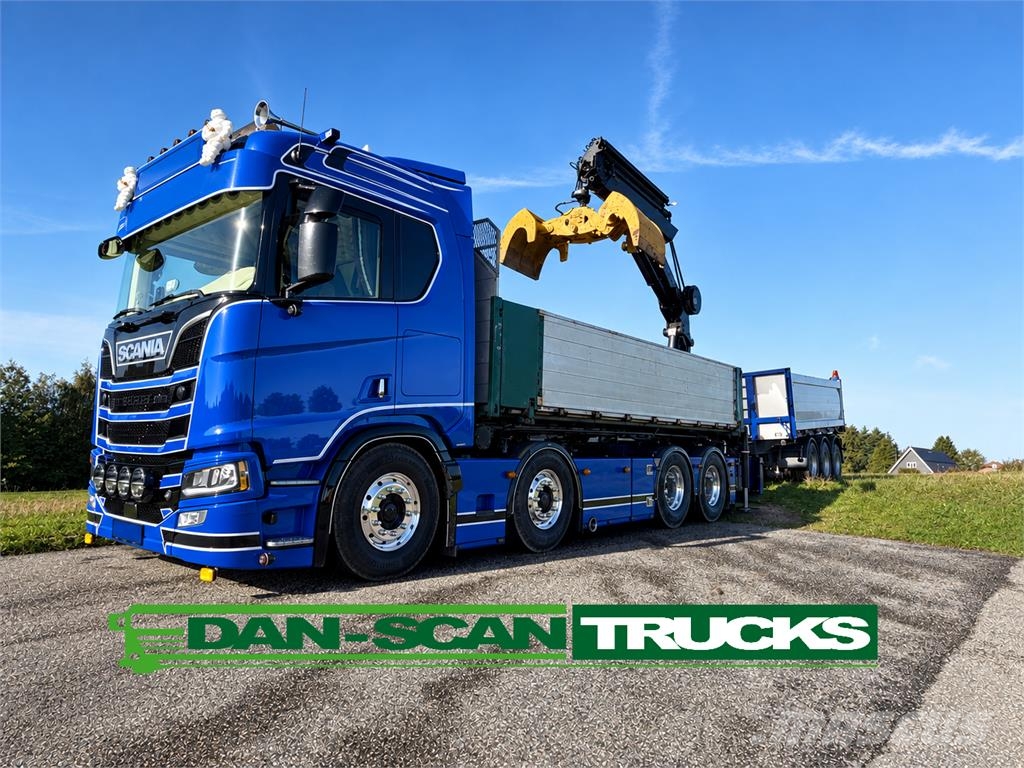 Scania 660R med 26 palfinger og pendel lad og kærre Camion ampliroll