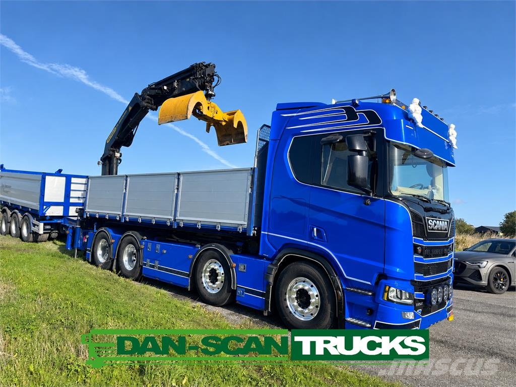 Scania 660R med 26 palfinger og pendel lad og kærre Camion ampliroll
