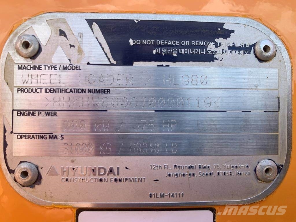Hyundai HL980 لوادر بعجل