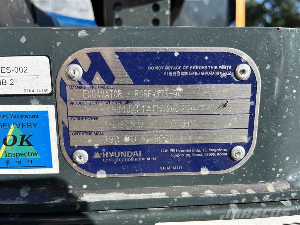 Hyundai ROBEX 17Z-9A Minigravemaskiner