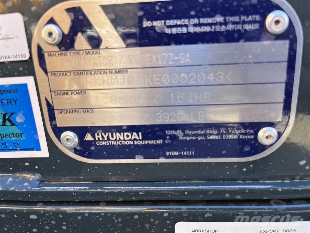 Hyundai ROBEX 17Z-9A Minigravemaskiner