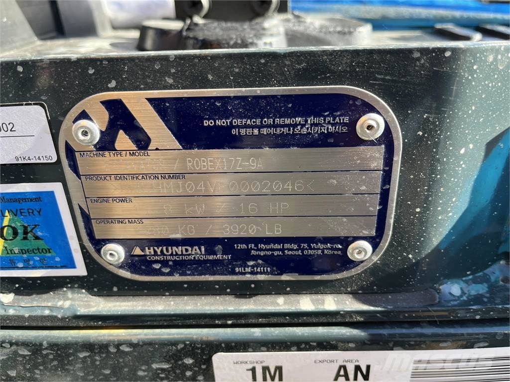 Hyundai ROBEX 17Z-9A Minigravemaskiner