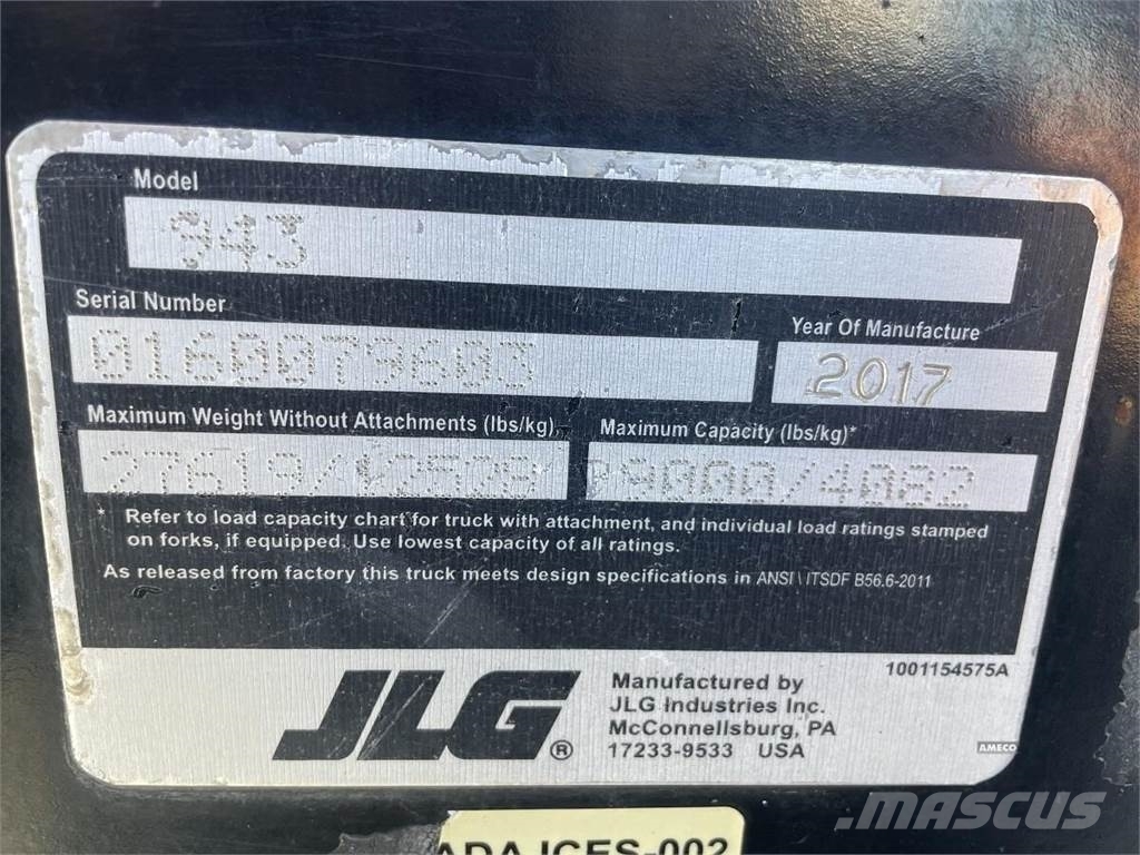 JLG 943 Teleskoplastere