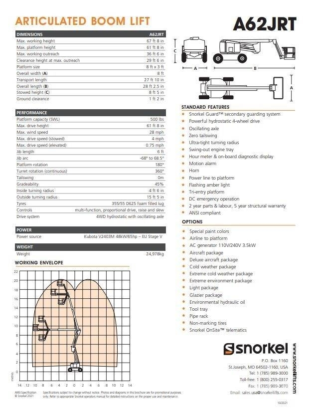 Snorkel A62JRT رافعات سلة مفصلية