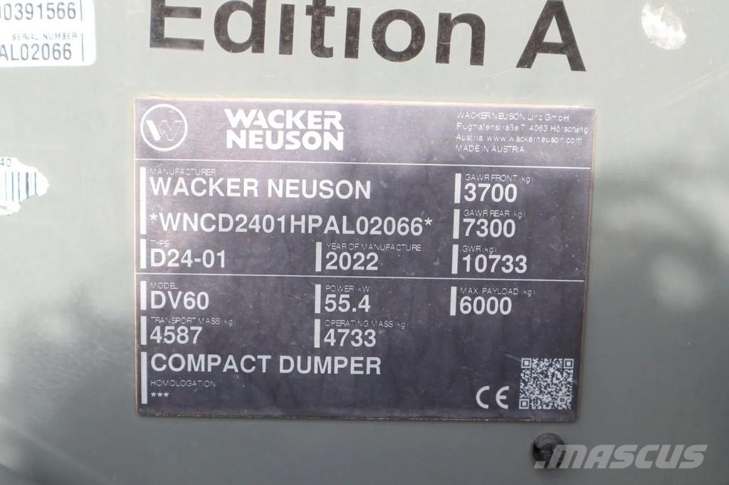 Wacker Neuson DV60 | DUAL VIEW | ROTATING | AIRCO | CENTRAL LUBE Artikulētie pašizgāzēji