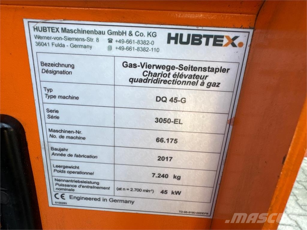 Hubtex DQ45 G //LPG//Triple//Only 1116 hours ! Like new شاحنة المناولة رباعية الاتجاهات