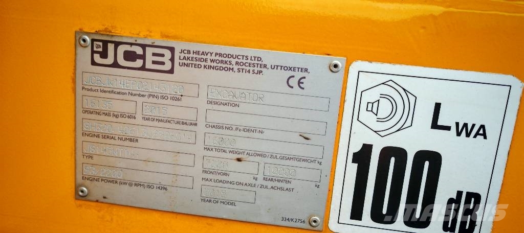 JCB JS 145 W TT4I, 4048h, NO AdBlue Bageri na kotačima