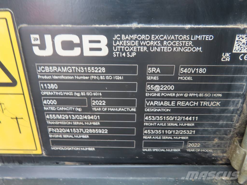 JCB 540-180 Teleskopiskie manipulatori