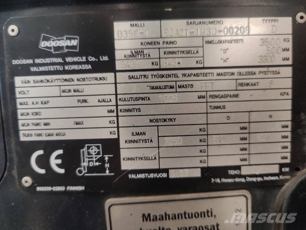 Doosan D35C7 DIESELTRUKKI Dízel targoncák
