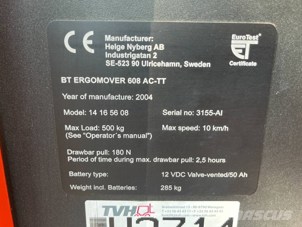 BT ERGOMOVER 608 AC-TT V-2714 EO Batterijen