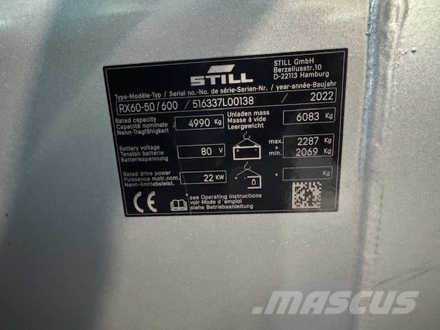 Still RX60-50/600 Elektriniai šakiniai krautuvai