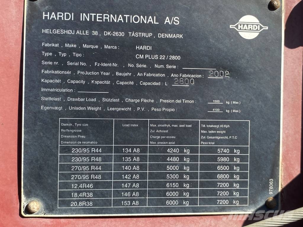 Hardi Commander 2800 Plus Tažené postřikovače
