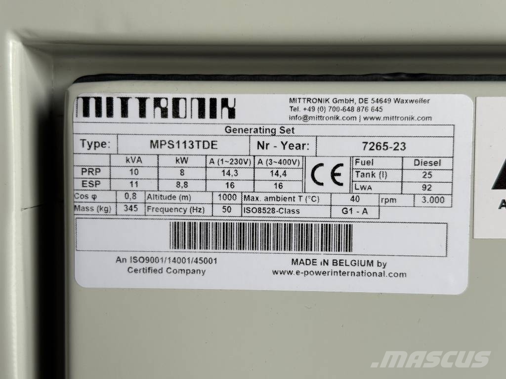Kubota D722 - MPS113TDE - 10 kVA - Genset - DPX-25122 Générateurs diesel