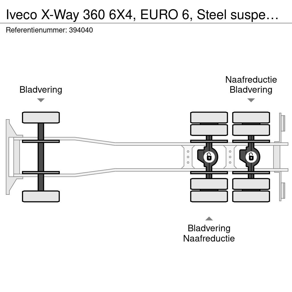 Iveco X-Way 360 6X4, EURO 6, Steel suspension, Palfinger 平板式/側卸式卡車