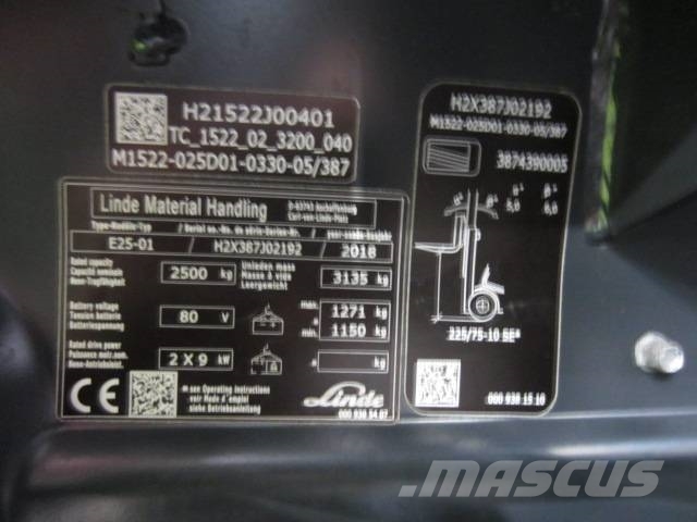 Linde E25 Elektrikli forkliftler