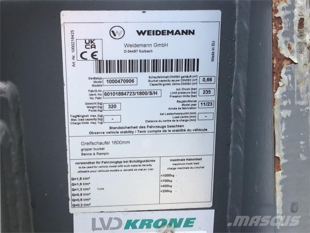 Kramer 1600 mm Silagebeißschaufel Otros accesorios para tractores