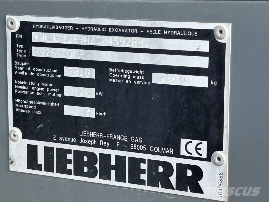 Liebherr R 926 Compact Litronic Kāpurķēžu ekskavatori