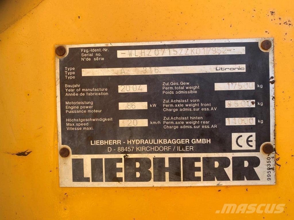 Liebherr A316 Litronic . Excavatoare cu roti