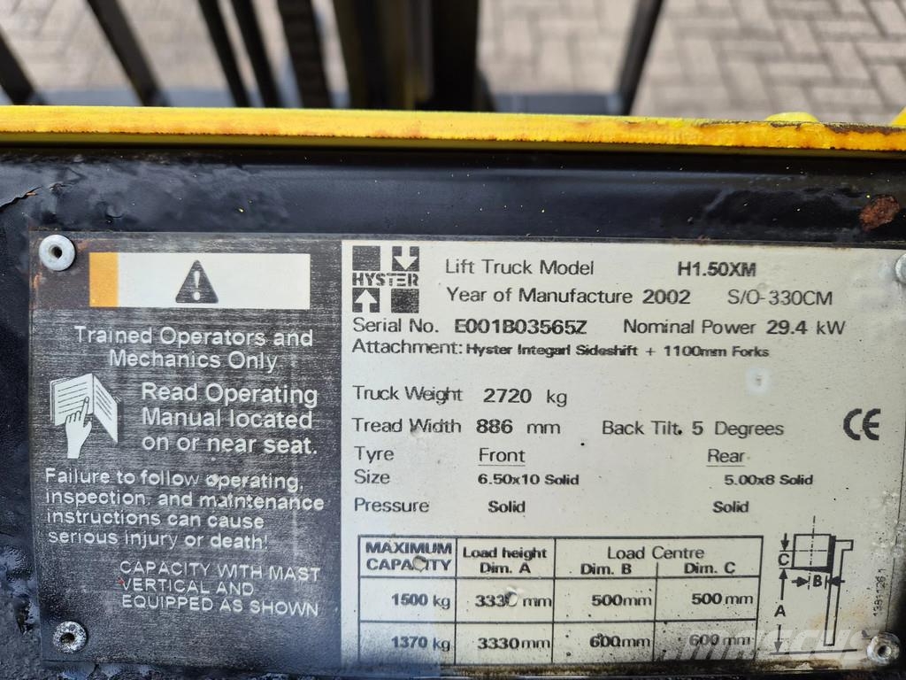 Hyster H1.50 1.5 tons lpg heftruck Sideschift LPG forklifts