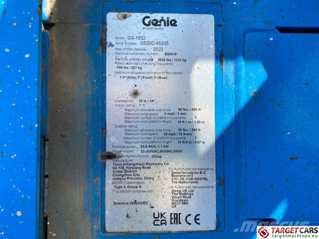 Genie GS-1932 E-Drive Electric Scissor Work Lift 779cm Käärtõstukid