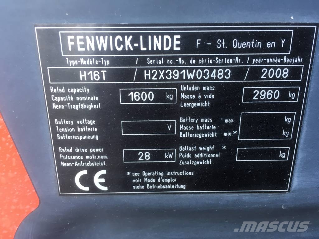 Linde H16T V-3072 OB LPG forklifts