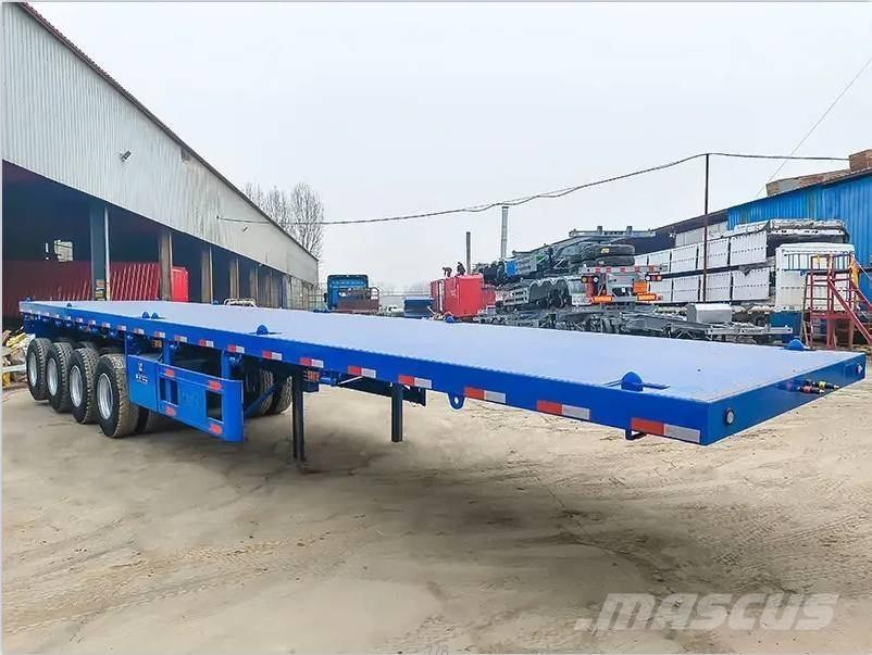 ZW Group 13M 4 Axle Semi Truck Flatbed Trailer نصف مقطورات مسطحة / مفصلية الجوانب