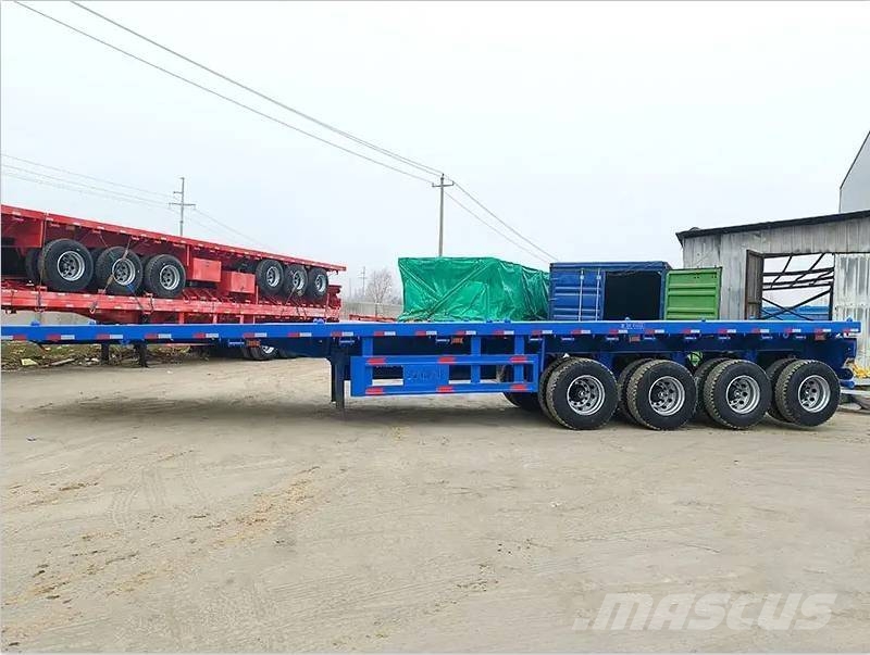 ZW Group 13M 4 Axle Semi Truck Flatbed Trailer نصف مقطورات مسطحة / مفصلية الجوانب